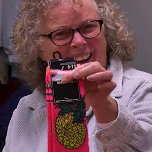 Jackie Pinard displays her “trophy socks” and celebrates completing Boothbay Region Health Care’s “Fit, Flexible and Strong” wellness program. Courtesy of Robert Crink