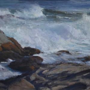 “Atlantic Surf,” 18 x 20, by Stan Moeller and displayed at the Island Inn. Courtesy of the venue Stan Moeller