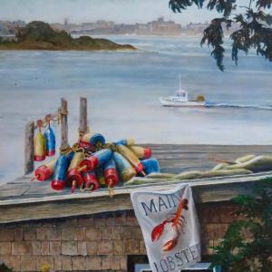 Elaine Fletcher’s “Maine Lobster” is one of the artist’s works in the Damariscotta River Grill’s new summer art show with Lonie Laffely Ellis and Diane Noble. Courtesy of the venue