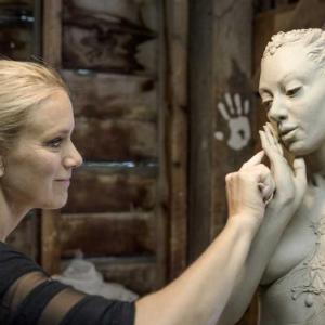 Artist-in-residence Kristine Poole works on a sculpture in the Watershed studio. Courtesy of Watershed
Watershed Center for the Ceramic Arts, Maine