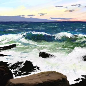 “Sunset Breeze” is one of Bruce MacDonald’s works in his show at BHML the month of July. Courtesy of the artist “Sunset Breeze” by Bruce MacDonald, ME