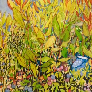 A painting, by yours truly, of a day in the blueberry field and the old tin that was in the cottage when we got it, many, many years ago. SUZI THAYER/Boothbay Register