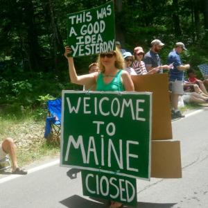 Round Pond parade brings out political issues. ART MAYERS/Boothbay Register