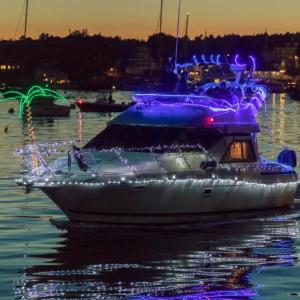 Nick Upham in Blown Budget won the Best In Show award in the Windjammer Days Lighted Boat Parade. Courtesy of Michael Leonard