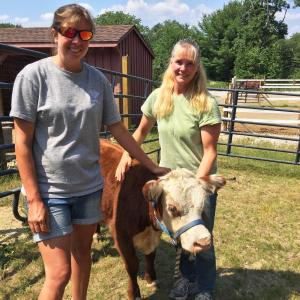 Amy Reny, left, with Becky Abbott and Daisy. SUZI THAYER/Boothbay Register