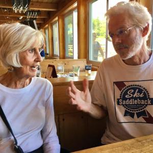 Pete describes the huge fish he caught, to mum, at Robinson’s Wharf on July 2. (Kidding about the fish. I have no idea what he was telling her about :-). SUZI THAYER/Boothbay Register