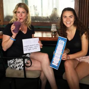 Leah Akeley, left, enjoys her “Leah’s Special” smoothie with its maker, Christie Gillies, at Mine Oyster. SUZI THAYER/Boothbay Register