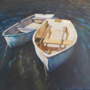 "Dinghies, Round Pond” oil, by Belva Ann Prycel. Belva Ann Prycel
