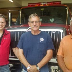 “When a home fire strikes, you have only about two minutes to escape safely. Smoke alarms can make all the difference,” says Southport Fire Chief Gerry Gamage (right), pictured with Red Cross Disaster Program Manager Larry French (left) and Boothbay Fire Chief Richard Spofford (center). Local fire departments are partnering with the American Red Cross of Maine to install free smoke alarms in Southport, Boothbay and Boothbay Harbor on Saturday, Aug. 26. Courtesy photo