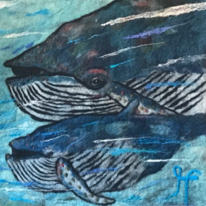 This fiber art “painting” by Helen Farnham will be exhibited at Southport Memorial Library in September and October. Courtesy photo Helen Farnham, Maine