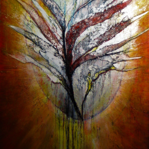 “Revelation,” the largest painting in Leonard Meiselman’s new show, is 50” x 80”. Courtesy of the artist Leonard Meiselman, Wiscasset ME