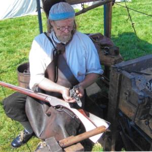 Jeff Miller working on a wheel-lock musket at Colonial Pemaquid. Courtesy photo