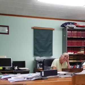 Southport selectmen listen to Mike Wallace on Sept. 20. From left are Gerry Gamage, Mary Lou Koskela and Smith Climo. KATRINA RICKERMANN/Boothbay Register