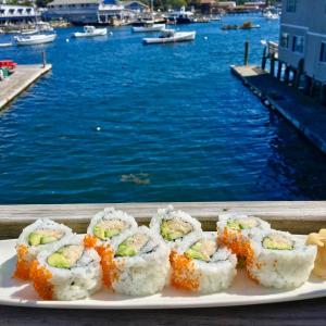 California rolls on the deck at Mine Oyster. SUZI THAYER/Boothbay Register