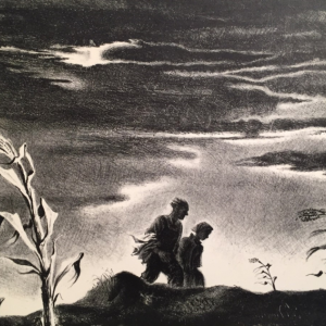 Georges Schreiber (1904-1997), "Twilight," lithograph on paper, 10" x 14", is among the works in “Autumn Arrivals.” Courtesy of Wiscasset Bay Gallery Georges Schreiber