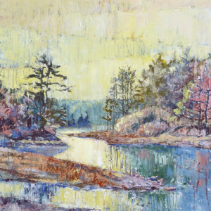 John M.T. Seitzer’s “Illuminated Landscape,”a painting of BRLT preserve Wildcat Creek. Courtesy of the artist John M.T. Seitzer