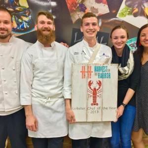From left, Aaron Nurse, Eric Jones, Lobster Chef of the Year, Judges’ Choice Nathaniel Adam, Megan Conway and Michelle Amero, all of the Boothbay Harbor Country Club. SUZI THAYER/Boothbay Register