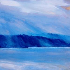 One of Joyce Steel’s works in her current show at Miles Hospital, “Out of the Blue.” Courtesy of the artist Joyce Steel