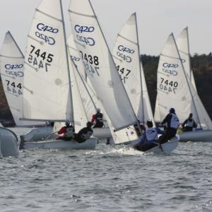 The start of one of the races during the Last Blast Regatta in Boothbay Harbor Nov. 4. Courtesy of Pam Pearce