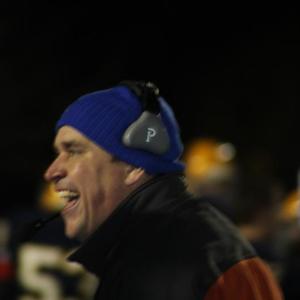 Boothbay head football coach Ed Crocker was all smiles on Nov. 16 during his team’s championship game victory. Courtesy of Hannah Cola