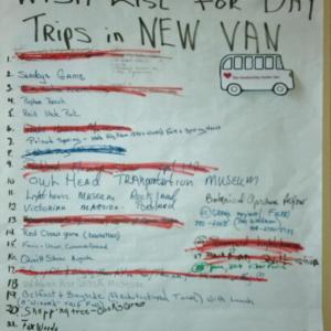 The van trip wish list at the Community Center. JANE CARPENTER/Boothbay Register