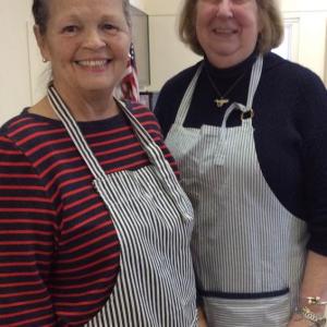 Hostesses Meredith Mitchell and Nan Jackson at the 2017 "Souper" Bowl. Courtesy of Ann Roche