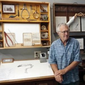 Artist and science illustrator David Wheeler, shown here in his studio, is leading a workshop at Damariscotta River Association on Jan. 6. Courtesy of the DRA