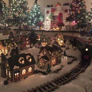The charming Christmas Village and train set up in the 1847 Town Hall at Boothbay Railway Village - see it on the New Year train Dec. 30! LISA KRISTOFF/Boothbay Register