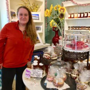 Jessica Deshiro with her display of baked goods at Beelicious in Wiscasset. SUZI THAYER/Boothbay Register