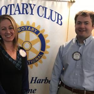 Haley Bezon, founder of Hearty Roots, and Jonathan Tindal, Boothbay Harbor Rotary Club president. Courtesy of Patty Seybold