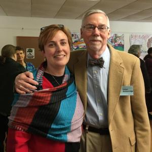 The Rev. Char Corbett, pastor at Second Congregational Church, UCC in Newcastle, with Robert Breckenridge following his commissioning as a UCC missionary to Zambia. Courtesy of Mal Gormley