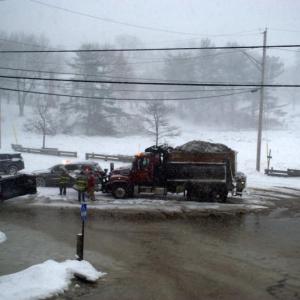 Emergency vehicles were on the scene of storm surge on the Damariscotta waterfront Jan. 4. Courtesy of Ellie Busby