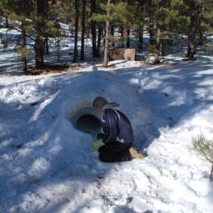 Practice building a snow shelter like this one at Damariscotta River Association’s Winter Camping workshop on Jan. 20. Courtesy of George Crawford.