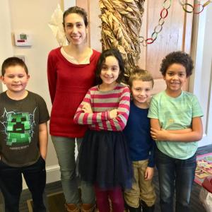Aubrey Hardwick, left, Desiree Scorcia, Lexi Hughes, Colby Doucette and Malachai Donaldson had a blast playing Minecraft at Boothbay Harbor Memorial Library Jan.10. SUZI THAYER/Boothbay Register