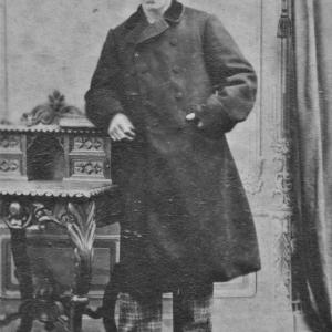 A studio portrait of Andrew Hagan from the 1870s. He may be dressed as he would have been at sea — though the plaid pants look a little over the top for shipboard attire. Courtesy of the Boothbay Region Historical Society