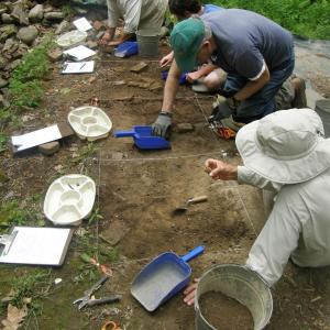 Participants in last year’s Archaeological Field School begin to excavate a series of quadrants at the Elisha Hatch homestead site in Newcastle. Courtesy of the DRA