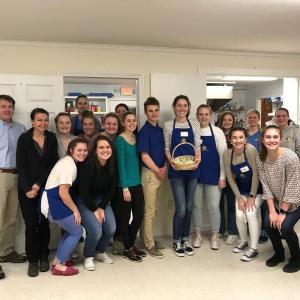 Rotary Club of Boothbay Harbor President Jonathan Tindal, second row left, thanked the 16 Interact Club members Feb. 13 who sponsored a spaghetti fundraiser for the Boothbay Region Student Aid Fund. Courtesy photo
