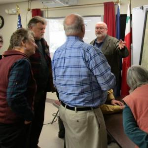 Matthew Edney, Osher Professor in the history of cartography, USM, and director of the History of Cartography Project, University of Wisconsin, is at far right. PHIL DI VECE/Wiscasset Newspaper