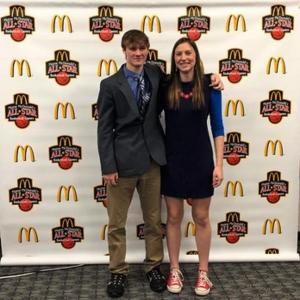 Kyle Ames and Page Brown at the McDonald’s All-Star press conference. Courtesy of Ted Brown