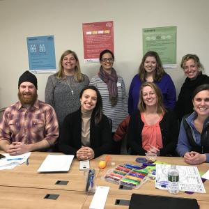 Lincoln County Mentor Network representatives, from left, back row: Gretchen Brinkler (Bristol Consolidated School), AnniPat McKenney (The Coulombe Center for Health Improvement), Kate Marone (Healthy Lincoln County), Karen-Ann Hagar (CLC-YMCA); front row: Andy Bezon (Midcoast Conservancy), Sarah Matari (Restorative Justice Project), Haley Bezon (HeartyRoots), Megan Taft (Kieve-Wavus Education) Not pictured: Jake Abbott (Lincoln Academy), Kelsey Gibbs (Skidompha Public Library). Courtesy photo