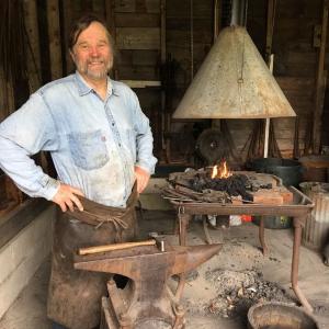 Jim Kearney is Boothbay Railway Village’s resident blacksmith. He delights visitors with his wonderful stories and an extensive knowledge gained in over 30 years of blacksmithing. He will be giving a talk on Sunday, March 18 at 2 p.m. inside the Spruce Point Chapel at the Museum. Courtesy of Margaret Hoffman