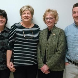 From left, Lisa Burnham, Community Center Director Jane Good, Bath Savings Vice President and Manager Linda Anderson and credit analyst Dan Hallinan. JANE CARPENTER/Boothbay Register