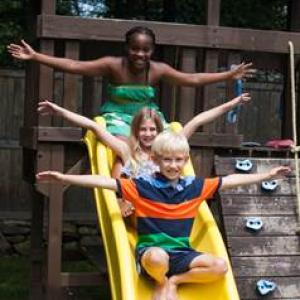 A Fresh Air Fund child, back, has fun in Maine. Courtesy photo