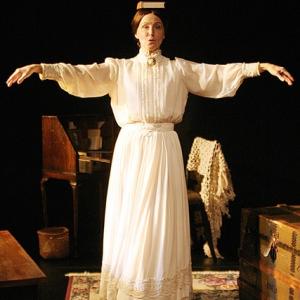 Ginger Grace as “The Belle of Amherst,” poet Emily Dickinson. Courtesy of the venue Ginger Grace as “The Belle of Amherst,” poet Emily Dickinson