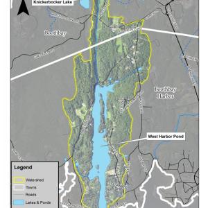 A map of the West Harbor Pond watershed. Courtesy of the West Harbor Pond Watershed Association