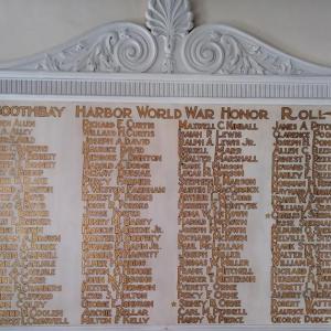 “Boothbay Harbor World War Honor Roll” at the Boothbay Harbor Memorial Library. Salute! Courtesy of Desirée Scorcia