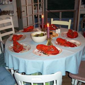 One of hundreds of lobster feeds over the years at the cottage. SUZI THAYER/Boothbay Register