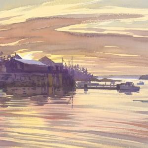 “Cozy Harbor,” is but one of the late Lee Boynton’s works on display at Southport Memorial Library this summer. Courtesy of the Boynton Family Lee Boynton