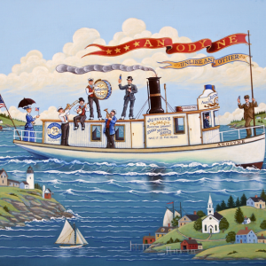 Southport artist Ed Parker’s “The Steamer Anodyne” on exhibit at Gleason Fine Art in Boothbay Harbor. Courtesy of the artist Ed Parker