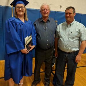 BRHS graduate Elizabeth Ham, the 2018 Mildred H. McEvoy Foundation scholarship recipient, with George McEvoy, center, and her father, Robert Ham. Courtesy photo